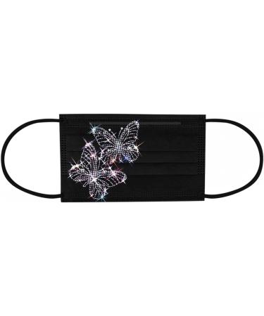 Adults Black Disposable_Face_Masks_Butterflies_Printed_Face_Cover Non-Woven Fabric Comfotable for Outdoor Daily Protction - Buy Online on GoSupps.com