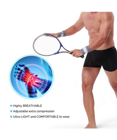 Neotech Care Wrist Band - Adjustable Compression Strap - Elastic & Breathable Fabric - Support Sleeve for Tennis Sports Exercise - Men Women Right or Left - Grey Colour (Size S 1 Pair) S 2 - Buy Online on GoSupps.com