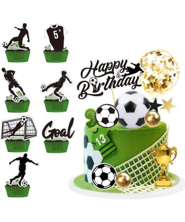 Football Cake Topper Football Cake Decorations Football Theme Birthday Cake Toppers for Boys Green Football Party Cake Cupcake Topper Personalised Kids Men Sports Theme Party Supplies - Buy Online on GoSupps.com