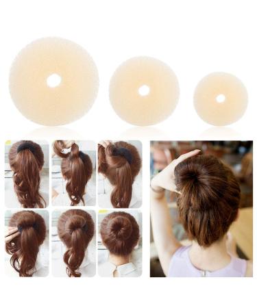 3 Piece Ring Style Donut Bun Maker Set - Large, Medium, Small (White) | Women Chignon Doughnut Shaper Hair Bun Maker - Buy Online on GoSupps.com