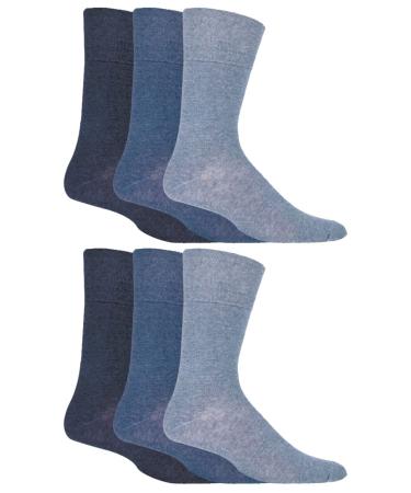 Gentle Grip - 6 Pack Mens Extra Wide Non Binding Diabetic Socks for Poor Circulation 7-12 Blue
