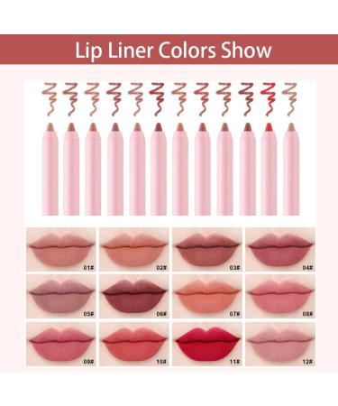 Dulele 12 Colors Matte Lip Liner Set - Professional Makeup Slim Lipstick Pen for Moisturized & Smooth Lips - High Pigmented Longwear Lip Pencils in Rich Creamy Shades - Buy Online on GoSupps.com