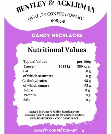 Candy Necklaces (435g) Original Edible Sweet Necklaces in a Gift Jar - Fun and Tasty By Bentley & Ackerman's Sweet shop. - Buy Online on GoSupps.com