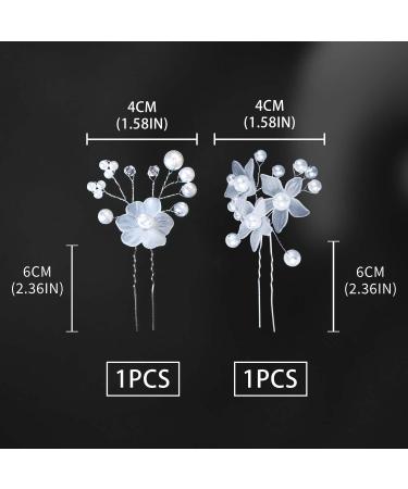 2 Pieces Wedding Hair Pins Elegant Bridal Hair Pins White Pearl Hair Pins Wedding Hair Accessories for Brides Bridesmaids Flower Girls Wedding and Ball (Two Styles) - Buy Online on GoSupps.com