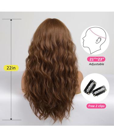 Oefei 24-Inch Long Wavy Brown Wig with Ponytail - Natural Heat-Resistant Synthetic Hair for Women | Ideal for Daily Wear Parties & Cosplay - Buy Online on GoSupps.com