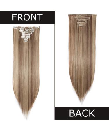 SILK-CO 26 Straight Ombre Clip-In Hair Extensions - Full Head, 8 Pieces, 18 Clips, Light Brown & Blond - Buy Online on GoSupps.com