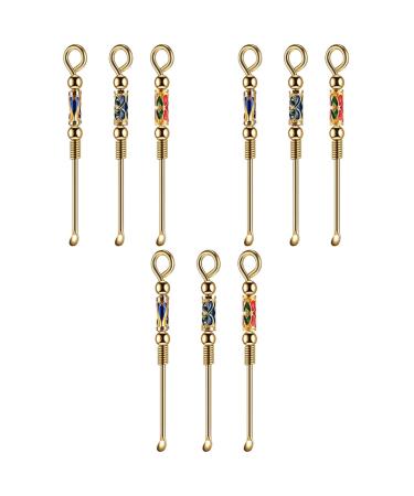 Cabilock 9pcs Stain Earpicks Metal Copper Office Relief Curette Removers Clean Golden Medicine for Outdoor Care with Tools Scratch Home Design Tool Portable Cleaning Spoons