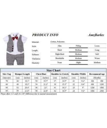 AmzBarley Baby Boys Gentlemans Tuxedo Rompers Grey 6-12 Months - Buy Online on GoSupps.com