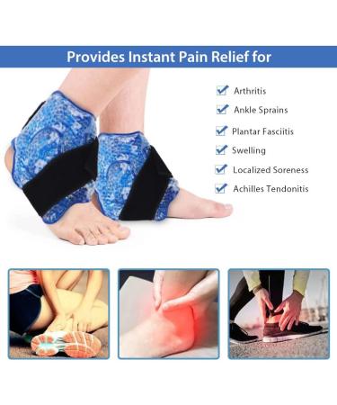 NEWGO Ankle Ice Pack for Injuries - 2 Pack Reusable Cold Pack for Surgery Recovery, Swelling, Plantar Fasciitis & Tendonitis - Blue (2pack) - Buy Online on GoSupps.com