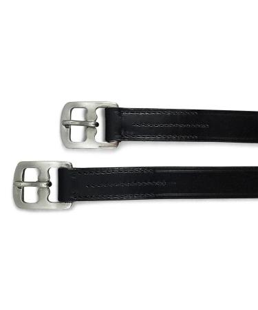 Equitack Leather Stirrup Leathers | Stainless Steel Horse Buckle Horse Riding Stirrups Horse Stirrup Belt | Horse Stuff Riding Belt Horse Neck Strap - Black 52" 52'' Black