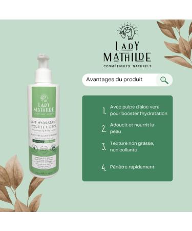 Lady Mathilde Moisturizing Body Lotion - 100% Natural Aloe Vera & Donkey Milk for All Skin Types - Hydrating for Dry & Sensitive Skin - Made in France - 250ml - Buy Online on GoSupps.com