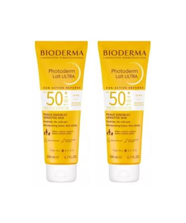 Photoderm | Lait Ultra SPF50+ | Sun Active Defense | 8H | Tr s Haute Protection | Multi-Resistant | Peaux Mouill e & Sensibles | Visage & Corps | Non Parfum e | Fabriqu e en France | Lot de 2x200mL