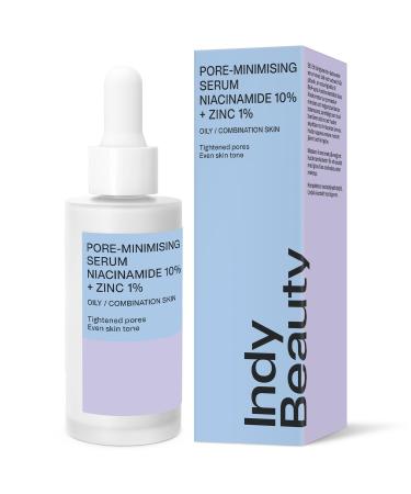 Niacinamide 10% + Zinc 1% Face Serum with Hyaluronic Acid & Salicylic Acid - Pore-Minimising Hydrating Niacinamide Serum - Vegan & Fragrance Free - Dermatologically Tested - Indy Beauty - 30ml