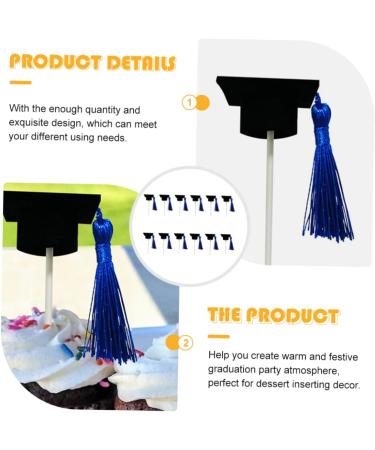 Cabilock 12pcs Graduation Season Card Graduation Hat Cake Topper Graduation Party Decoration Mini Cake Food Decor 2022 Grad Dessert Picks Graduation Hat Cupcake Topper Tassel Insert Card Blue 10X3.8X3.8CM - Buy Online on GoSupps.com
