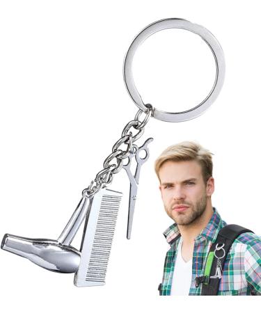 Hair Dryer Keychain Cute Hairdresser Comb Scissors Hair Dryer Keychain | Hairdresser Hair Stylist Jewelry Fashionable Pendant For Salon Graduation Jewelry Silver - Buy Online on GoSupps.com