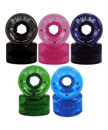Atom Skates Pulse Outdoor Quad Roller Wheels (Hardness 78A, 65mm x 37mm) Black 4pk
