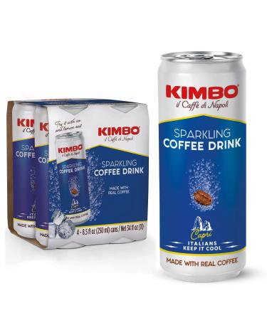 Kimbo Sparkling Coffee Made with 100% Real Arabica Coffee - Taste of the Original Italian Coffee - 4 Pack - 8.5oz Cans