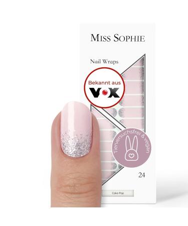 Miss Sophie Nail Foil - Cake Pop - Glitter Green Nail Wraps - 24 ultra-thin self-adhesive long-lasting nail foils Cake Pop 24