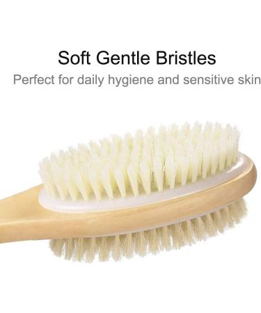 2PCS QUNCI Double-Sided Shower Brush Set for Wet/Dry Body Exfoliation - Bath & Back Exfoliator and Lotion Applicator - Buy Online on GoSupps.com