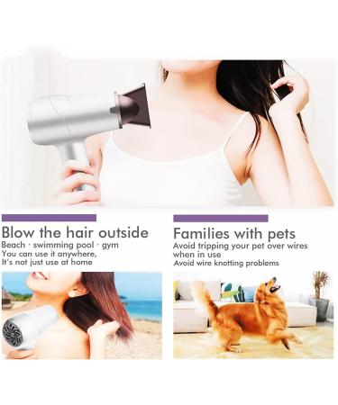 Portable Cordless Blow Hair Dryer 2 Files 300W Rechargeable Blow Dryer w/Hot & Cold Wind & Quick Charging Base for Art Painting Home Outdoor Travel Tool - Buy Online on GoSupps.com