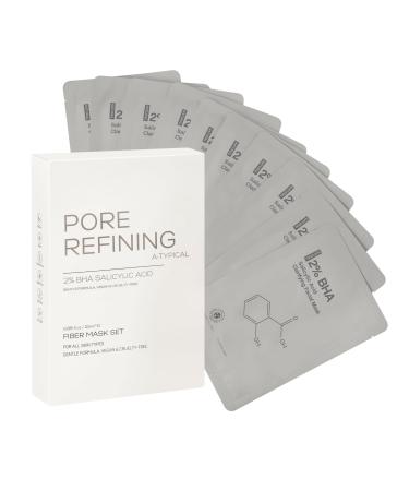 A TYPICAL Pore Refining Skin Care Fiber Face Mask Set Infused with 2% Salicylic Acid- Hydrating Facial Mask to Remove Acne Unclog Pores Moisturize Skin- Gentle Formula Vegan Cruelty-Free