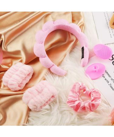 FOSUYI Makeup Headband and Towels Wristbands Set for Washing Face - Pink Spa Accessories for Women - Buy Online on GoSupps.com