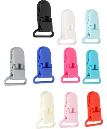 10 Colorful Nylon Trousers Clips with Buckle-Fix Lock - Durable Schnabel-Schling Clips for Metal Pacifier Suspension - Buy Online on GoSupps.com