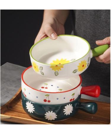 Dishes Ceramic Handle Bowl Fruit Salad Breakfast Bowl Instant Noodle Dishes Creative Cute Baking Household Kitchen Tableware (Color : J) (E) - Buy Online on GoSupps.com