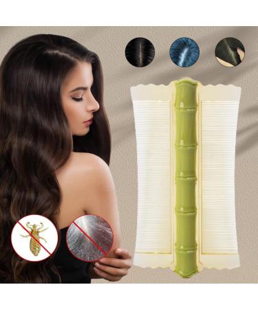 ASIEIT Double-sided Scalp Massage Comb Fine Tooth Hair Nit Comb Lice Comb Flea Lice Removal Comb Bamboo Shape for Adult Kids (Green) - Buy Online on GoSupps.com