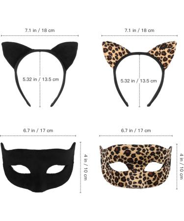 FRCOLOR Cat Ears Headband and Cat Eye Mask Leopard Black Halloween Make Up Cosplay Party Favors for Adults Kids - Buy Online on GoSupps.com