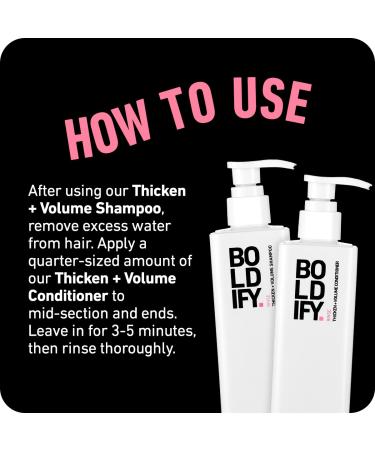 Boldify Shampoo + Conditioner Bundle - Natural Hair Retention & Anti Hair Loss Formula - Volumizing for Fine Hair - Vitamin Enriched for Thicker, Fuller Hair - Cruelty & Sulfate Free - Buy Online on GoSupps.com