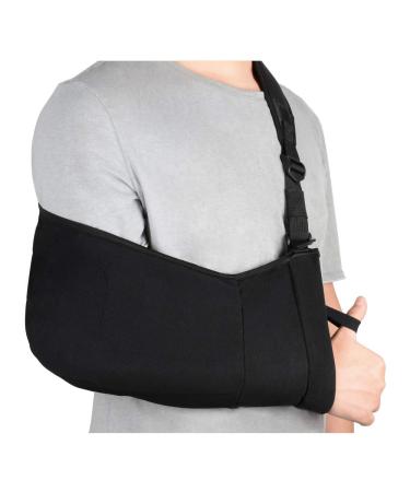 Supegear arm loops adjustable medical shoulder immobilizer for shoulder injuries to rotator cuff comfortable shoulder support with soft upholstery and 2 pockets left right arm black