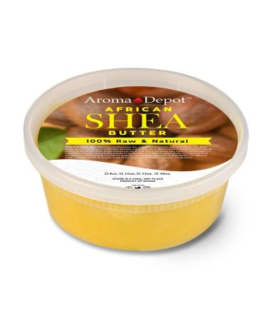 Raw African Shea Butter 8 oz Yellow/Gold Grade A 100% Pure Natural Unrefined Fresh Moisturizing Ideal for Dry and Cracked Skin. It can be used in Body Hair and Face.