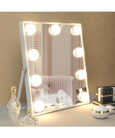 Manocorro 9 LED Bulbs Hollywood Vanity Mirror with Lights  Hollywood Makeup Mirror  Small Vanity Lighted Mirror with 3 Color Lighting Modes  Smart Touch Control  Plug in Light Up  White