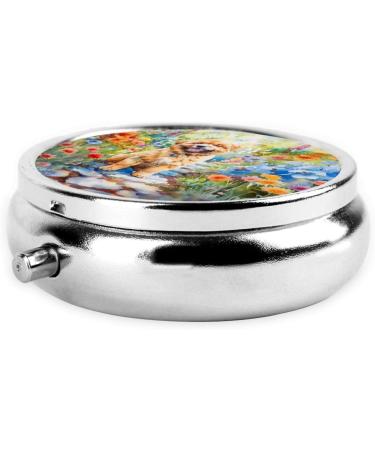 Smiling Chow Chow Puppy Printed Pill Box | Portable Travel Pill Case for Purse | 2.2x1.6in | Perfect Gift for Dog Lovers - Buy Online on GoSupps.com