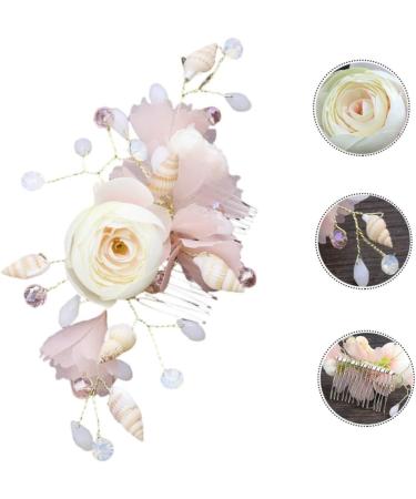 FRCOLOR Bridal Hair Comb French Side Combs Flower Headpiece Hanfu Hair Pin Rhinestone Barrettes for Women Wedding Hair Accessories Alloy Bride Crystal Spun Yarn Pink - Buy Online on GoSupps.com