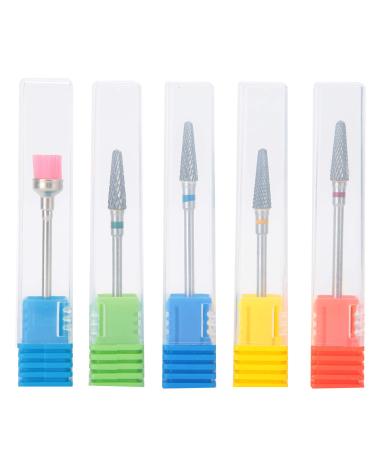 Agatige 5pcs Nail Drill Bit 2.35mm Tungsten Steel Polishing Grinding Head for Dead Skin Removal Grinding Polishing