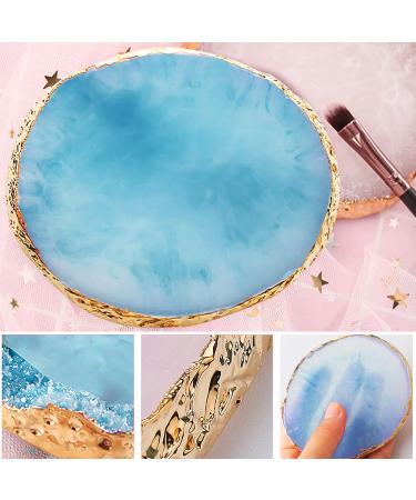 Resin Nail Art Palette Set - White and Blue | 2 Pieces Nail Gel Color Display Board with Gold Edge - Cosmetic Mixing Tools for Nail Painting - Buy Online on GoSupps.com
