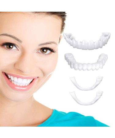 2 pair of instant veneers dentures temporary false teeth cosmetic dentures instant veneers dentures above and below tooth cover whitening alternative dentures