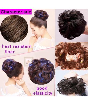 Iluu Wavy Curly Updo Scrunchy Hairpiece | Elastic Chignon Bun Hair Extensions for African Americans | Dark Brown/Dunkelila 2/33-FP03 - Buy Online on GoSupps.com