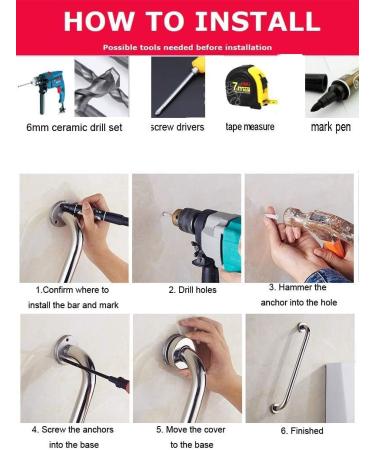 ZUEXT 2 Pack 24 Black Shower Grab Bars - Stainless Steel Bathroom Wall Handles for Safety and Support - Elderly and Handicap Accessible - Matte Black Finish - Buy Online on GoSupps.com