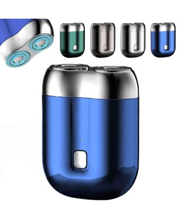 2024 New Upgrade Pocket Shaver USB Mini Shavers for Men IPX6 Waterproof Compact Electric Shaver Electric Mini Portable Razor Double Head Razor for Home Car Travel (Blue)