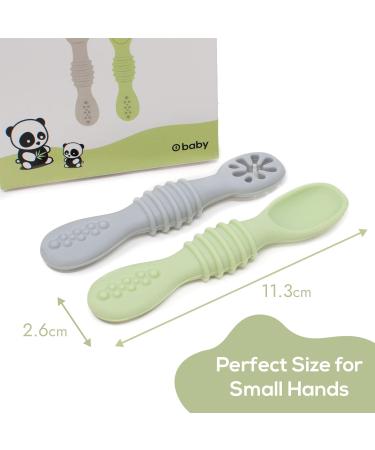 4 Pack Baby Silicone Spoons First + Second Stage Spoons Baby Feeding Spoons BPA Free Self Feeding Baby Spoons Baby & Toddler Utensil o1baby (Grey Green) - Buy Online on GoSupps.com