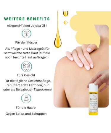 Jojoba Oil 100ml | 100% Natural Vegan & Cruelty-Free | Moisturizer for Face Body Hair Beard & Nails | Cold Pressed & 99% Skin Tolerance - Buy Online on GoSupps.com