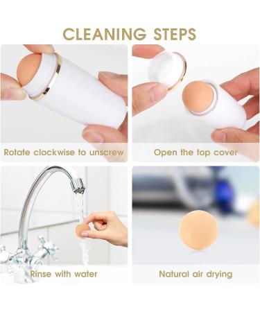 Portable Oil Control Roller with Volcanic Ball and Cleaning Sponge - White | Reusable Oil Absorbing Volcanic Roller - Buy Online on GoSupps.com