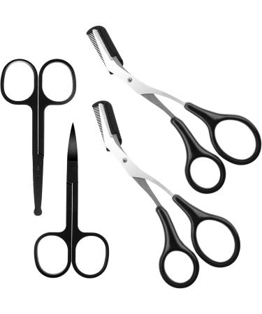 4PCS Eyebrow Scissors with Comb Precision Facial Hair Small Grooming Scissors Eyebrow Trimmer Scissors for Men Women - Buy Online on GoSupps.com