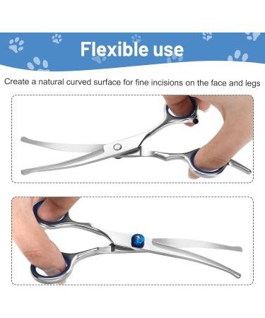 Curved Dog Grooming Scissors - Stainless Steel Pet Fur Scissors for Dogs & Cats - Safety Round Tip - Buy Online on GoSupps.com