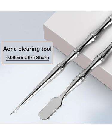 2-in-1 Acne Tools Extractor Scraper with Blackhead Remover Needle for Women Men (1 Pack) Silver-01 - Buy Online on GoSupps.com
