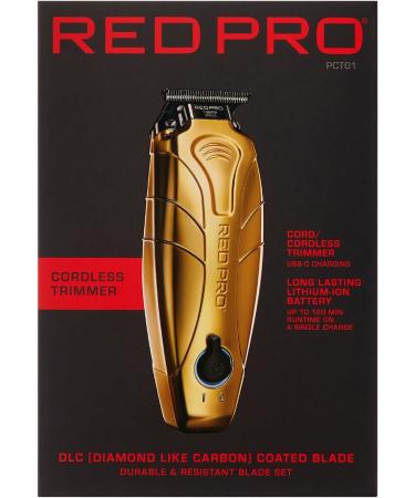 RED Pro Professional Cordless Hair Finishing Trimmer for Men - Electric Rechargeable Wireless Beard Detailer with Diamond Coated T-Blade (Matte Gold) - Perfect for Barbers & Stylists - Buy Online on GoSupps.com
