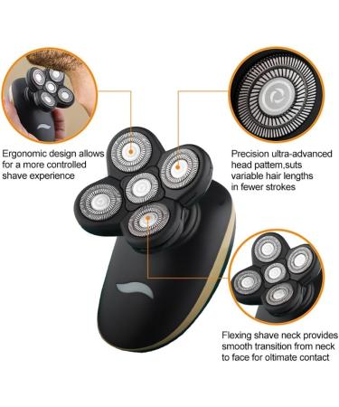 5D Electric Head Shaver for Men - Waterproof USB Rechargeable Bald Shaver & Beard Trimmer - Portable Hair Clipper for Smooth Shaving - Buy Online on GoSupps.com